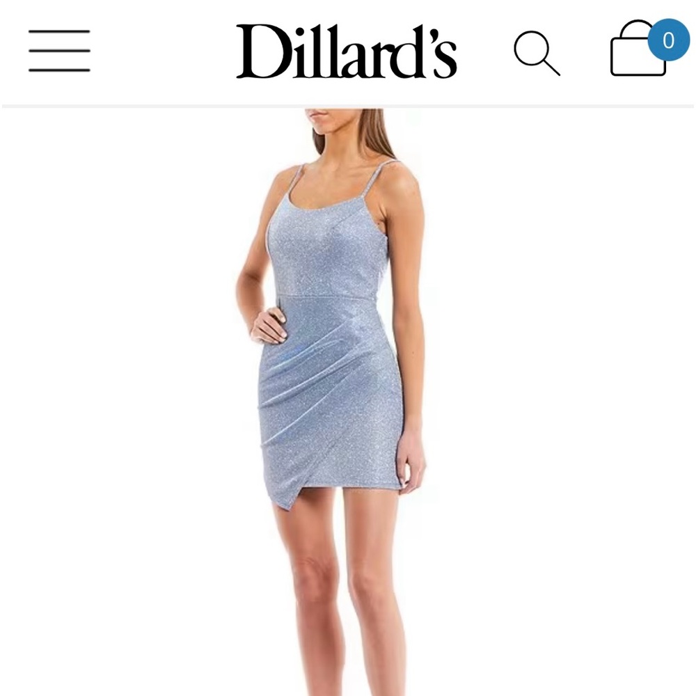 Midnight Doll Glitter Scoop Neck Low Back Wrap Dress
